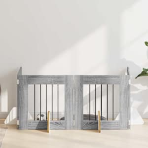 Vrata za pse z stojali 4 pcs Siva Sonoma 60 x 60 cm