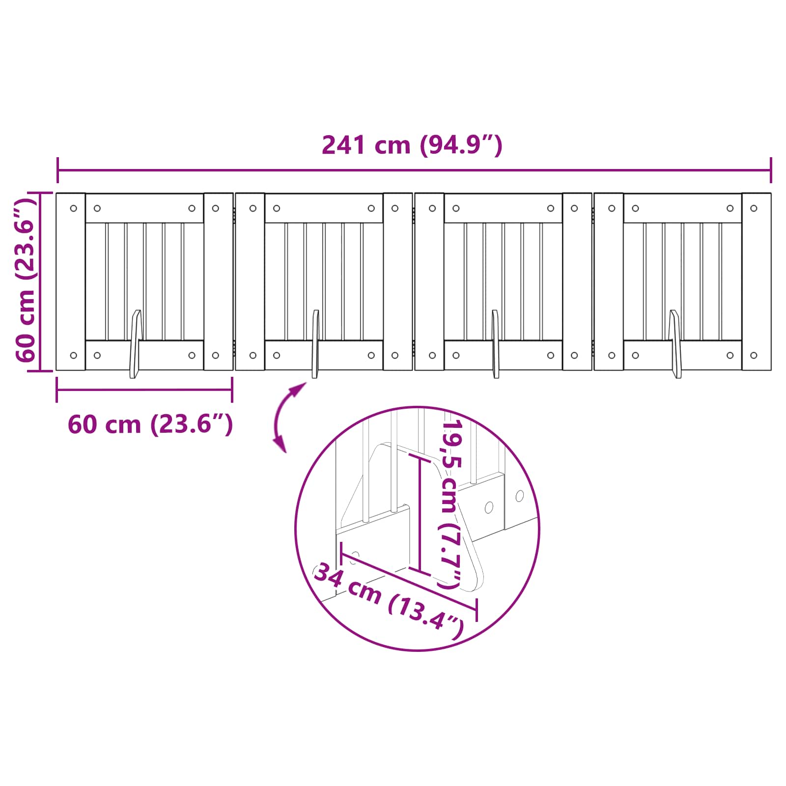 Hondenhekje met standaards 4 pcs Grijs sonoma 60 x 60 cm image 10