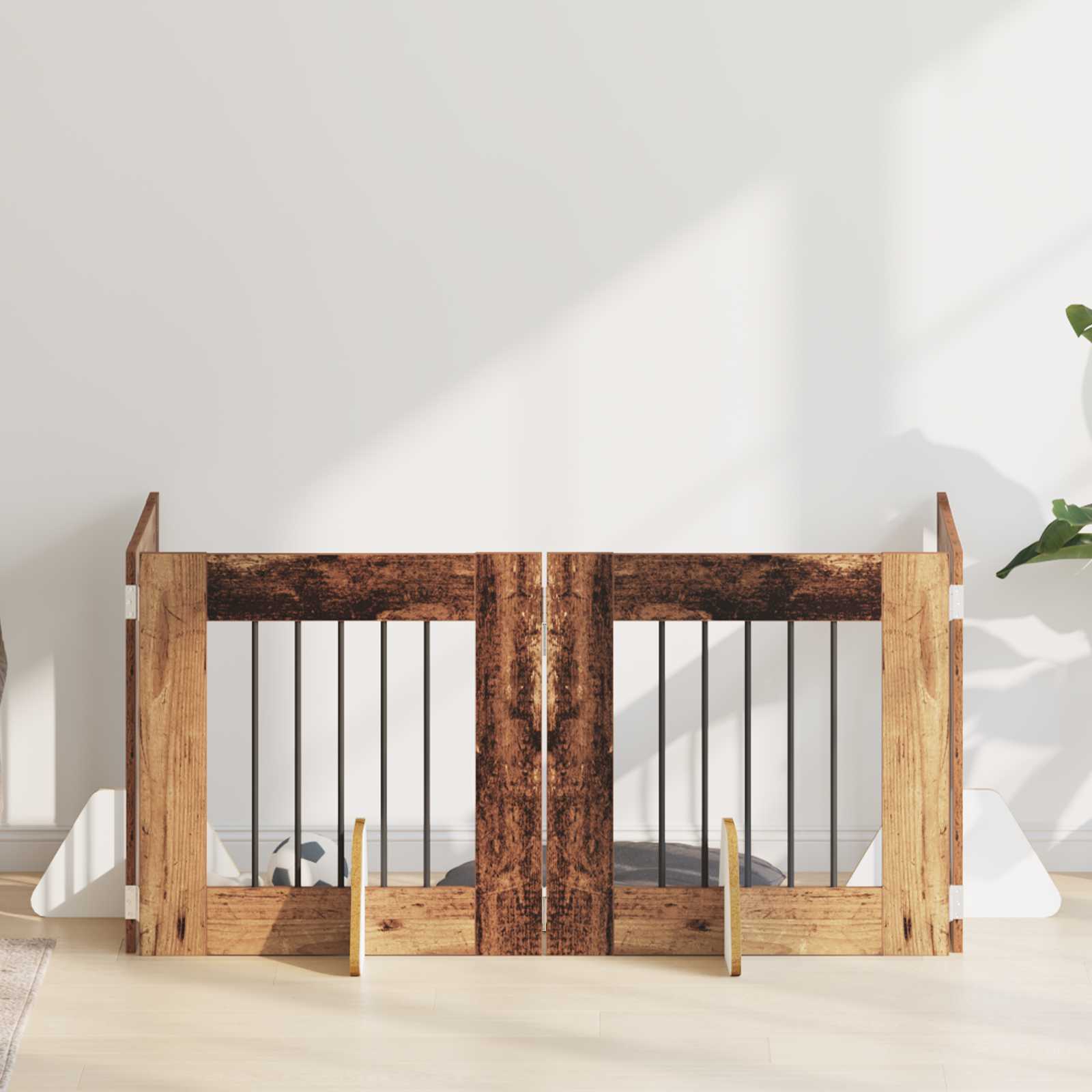 vidaXL Poartă pentru câini cu suporturi 4 pcs Lemn vechi 60 x 60 cm