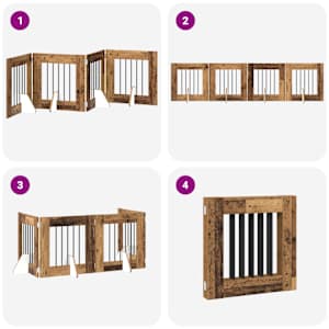 Skládací psí brána se stojany 4 pcs Staré dřevo 241 cm - obrázek 7