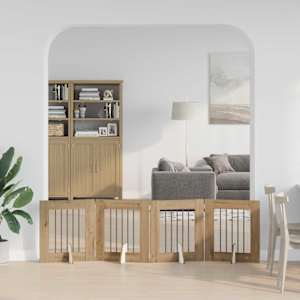 Zložljivo pasje vrata s stojali 4 pcs Artisan hrast 241 cm