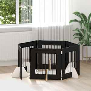 Vrata za pse z stojali 6 pcs Črni hrast 60 x 60 cm