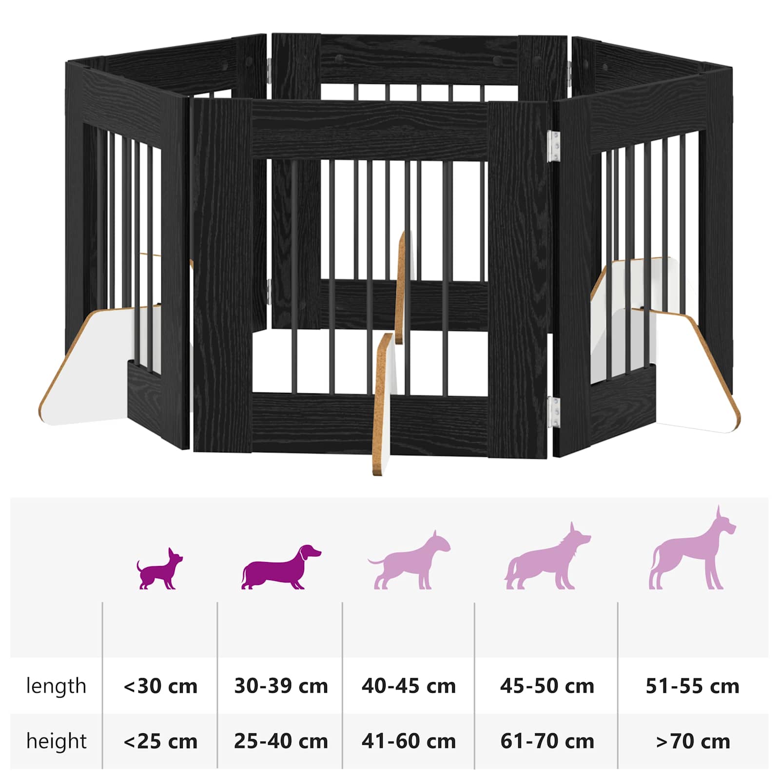 Hondenhekje met standaards 6 pcs Zwart eiken 60 x 60 cm image 12