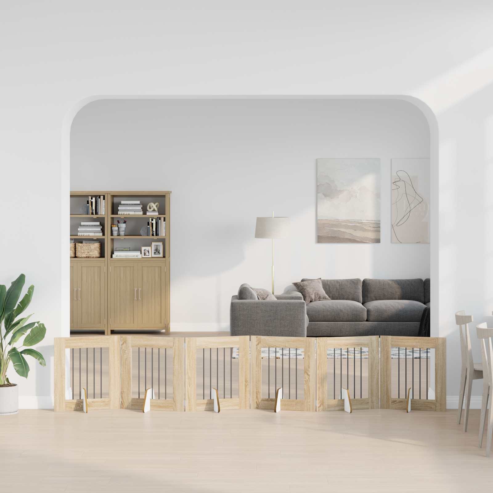 Vrata za pse z stojali 6 pcs Sonoma hrast 60 x 60 cm - slika 3