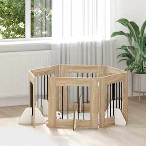 Vrata za pse z stojali 6 pcs Sonoma hrast 60 x 60 cm