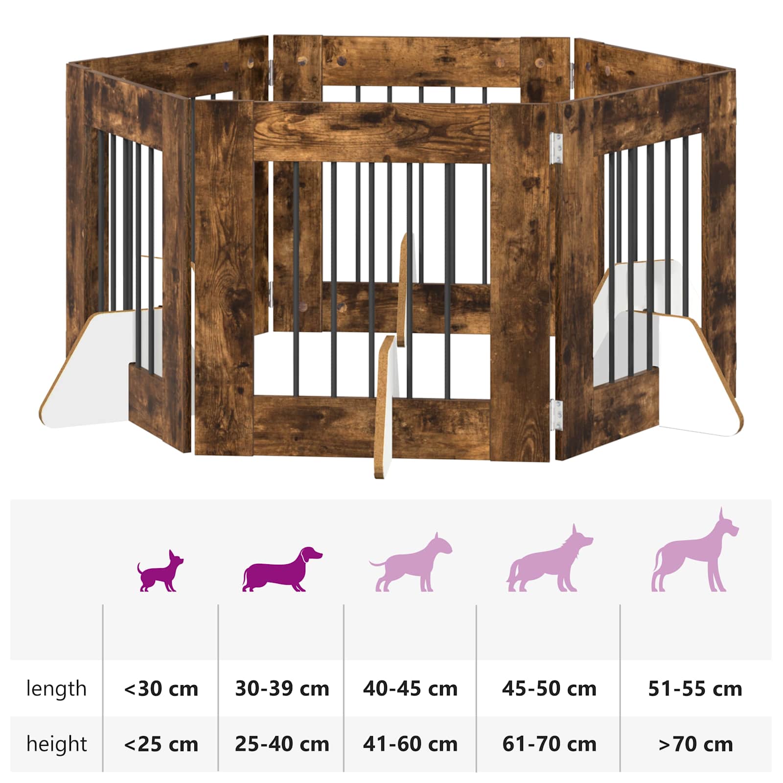 Hondenhekje met standaards 6 pcs Gerookt eiken 60 x 60 cm image 12