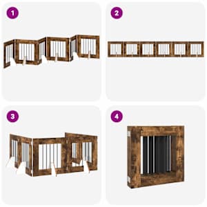 Skládací psí brána se stojany 6 pcs Kouřový dub 362 cm - obrázek 7