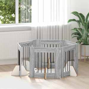 Vrata za pse z stojali 6 pcs Siva Sonoma 60 x 60 cm