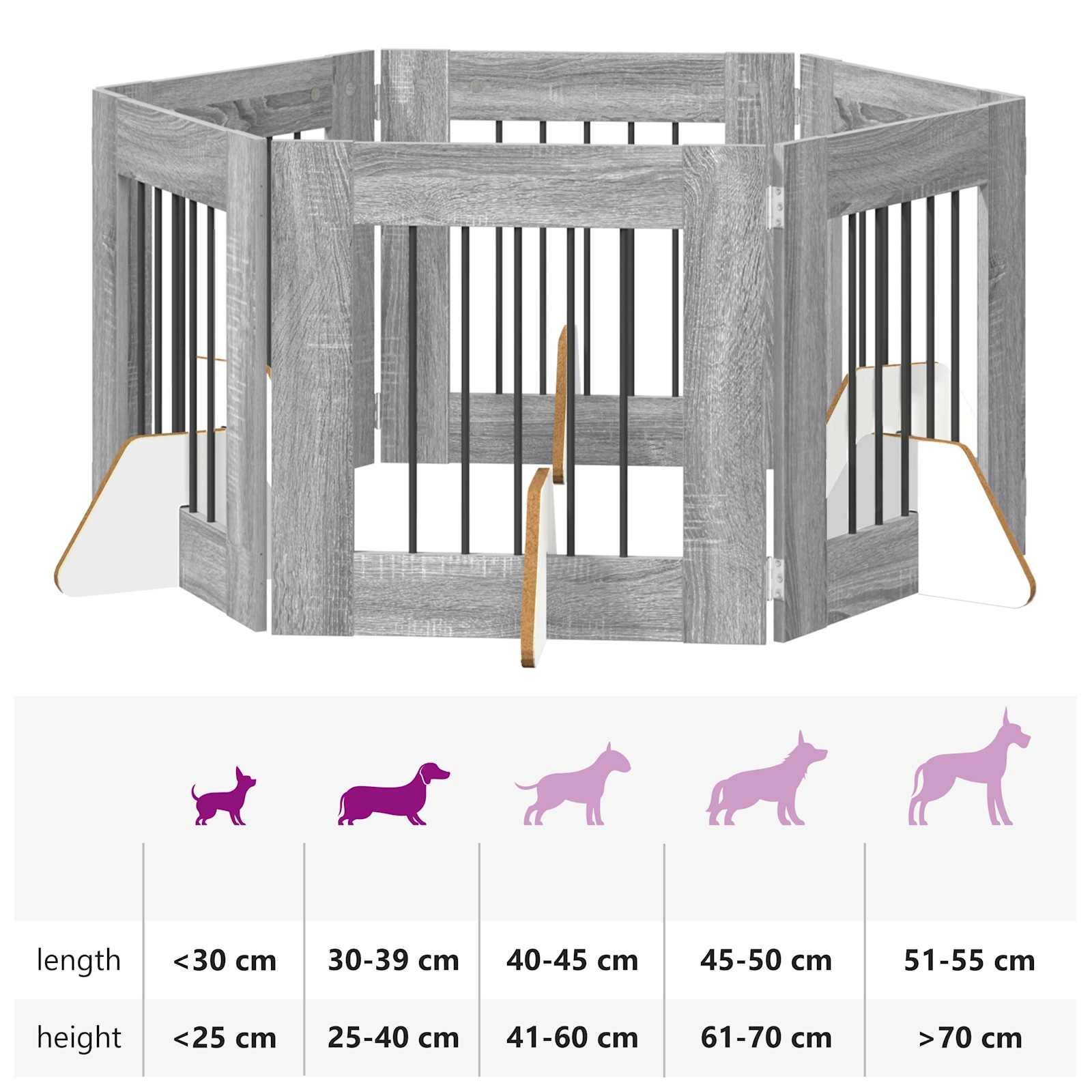 Hondenhekje met standaards 6 pcs Grijs sonoma 60 x 60 cm image 12