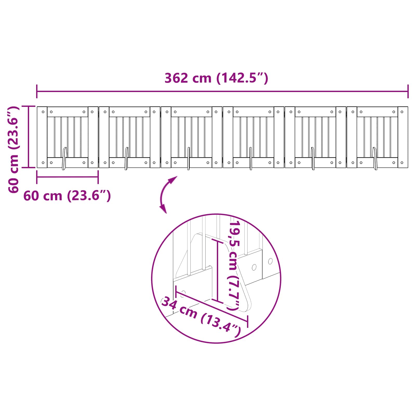Hondenhekje met standaards 6 pcs Grijs sonoma 60 x 60 cm image 11