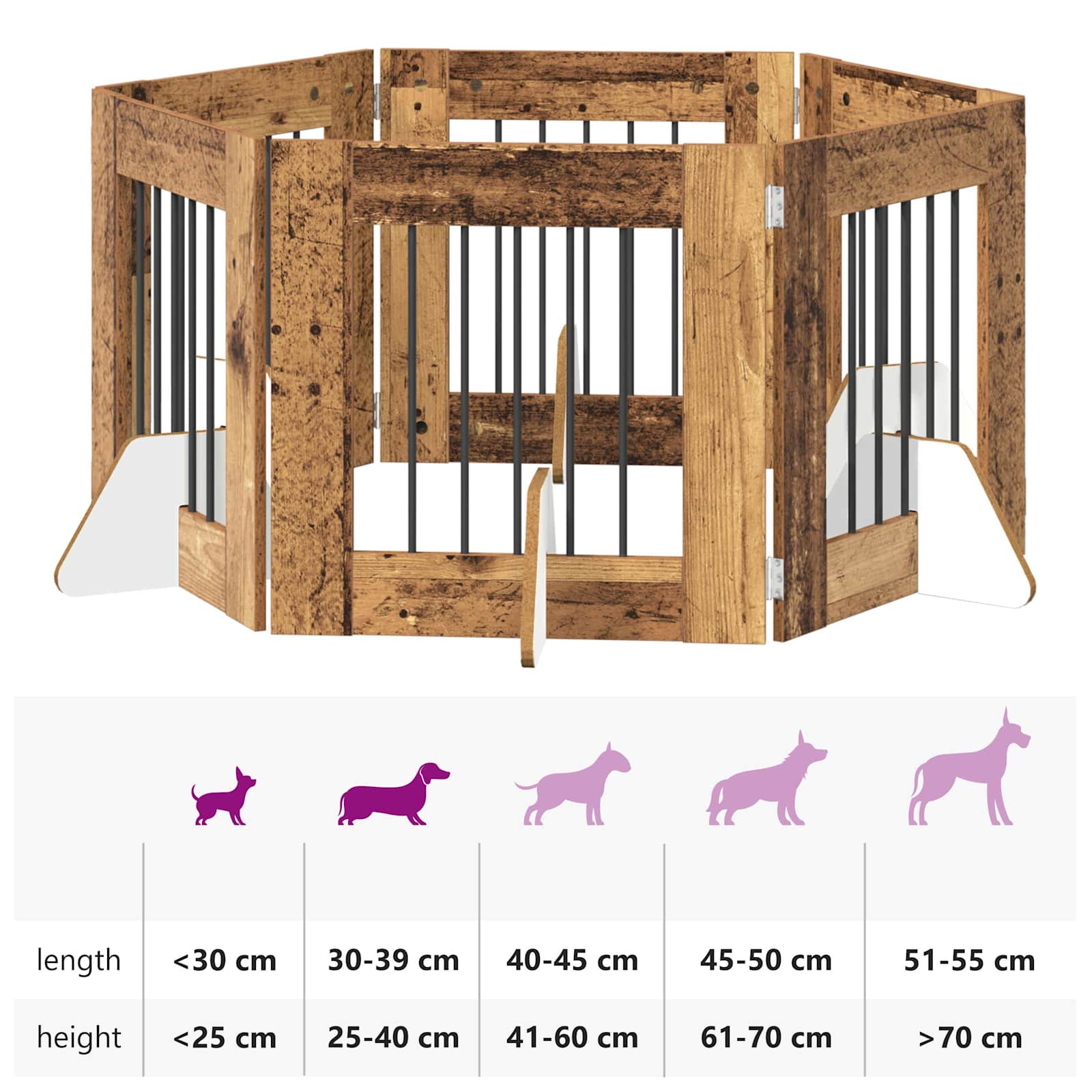 Hondenhekje met standaards 6 pcs Oud hout 60 x 60 cm image 12