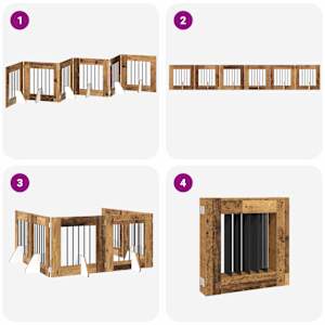 Skládací psí brána se stojany 6 pcs Staré dřevo 362 cm - obrázek 7