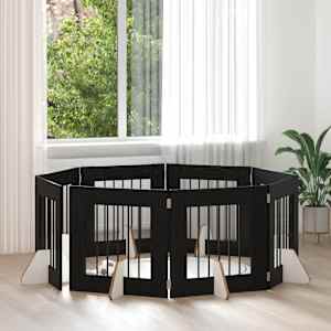 Vrata za pse z stojali 8 pcs Črni hrast 60 x 60 cm