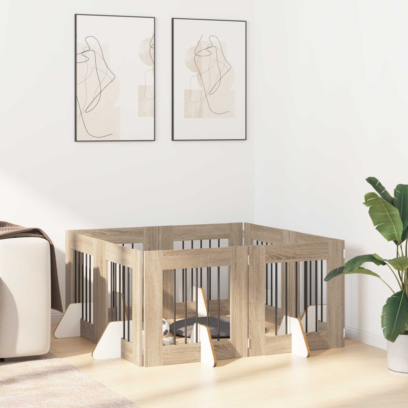 Vrata za pse z stojali 8 pcs Sonoma hrast 60 x 60 cm - slika 3