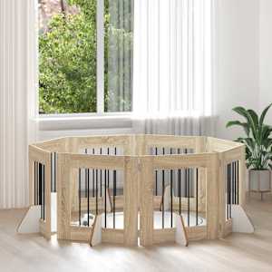 Vrata za pse z stojali 8 pcs Sonoma hrast 60 x 60 cm