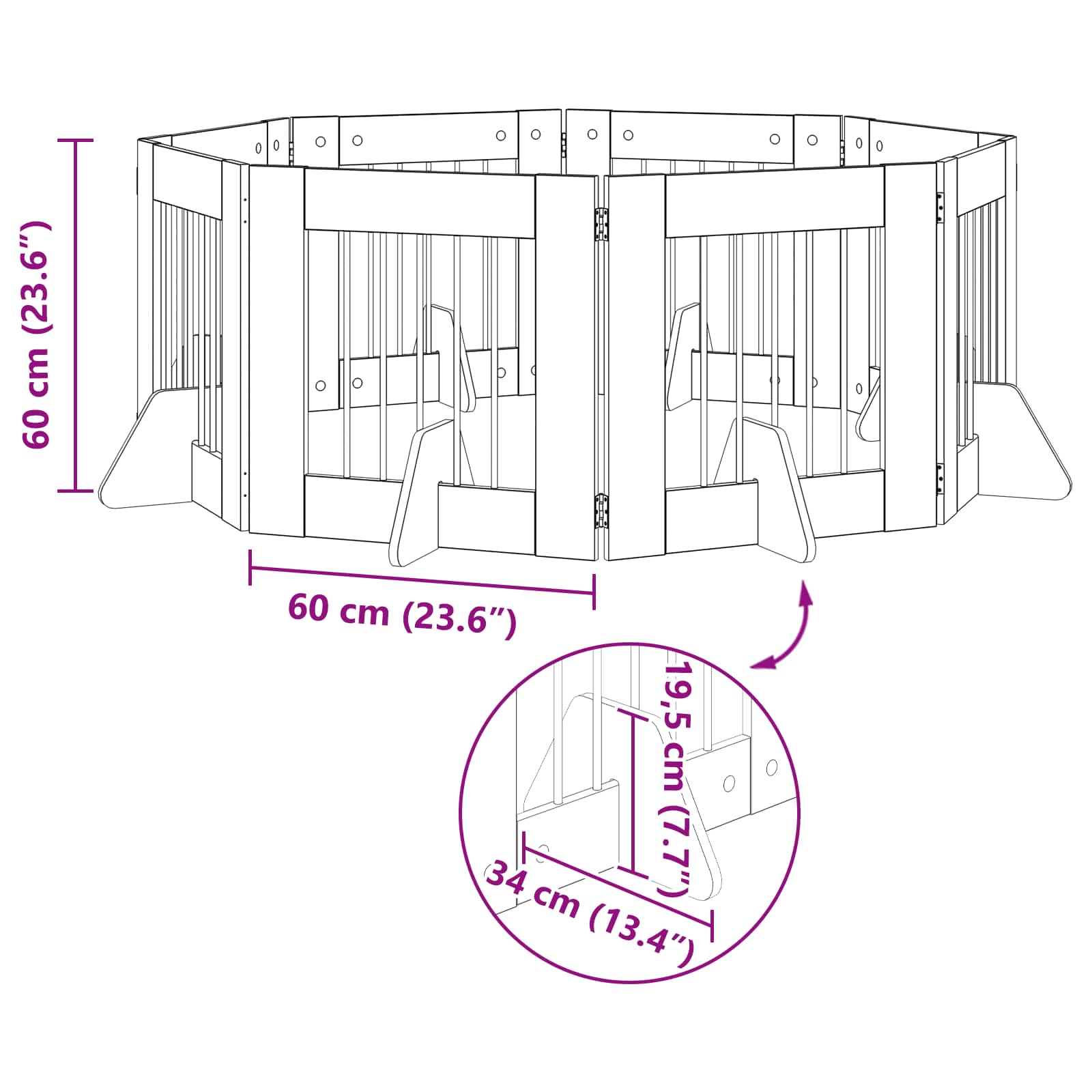 Vrata za pse z stojali 8 pcs Sonoma hrast 60 x 60 cm - slika 9
