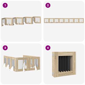 Skládací psí brána se stojany 8 pcs Dub sonoma 60 cm - obrázek 6