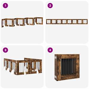 Skládací psí brána se stojany 8 pcs Kouřový dub 60 cm - obrázek 6