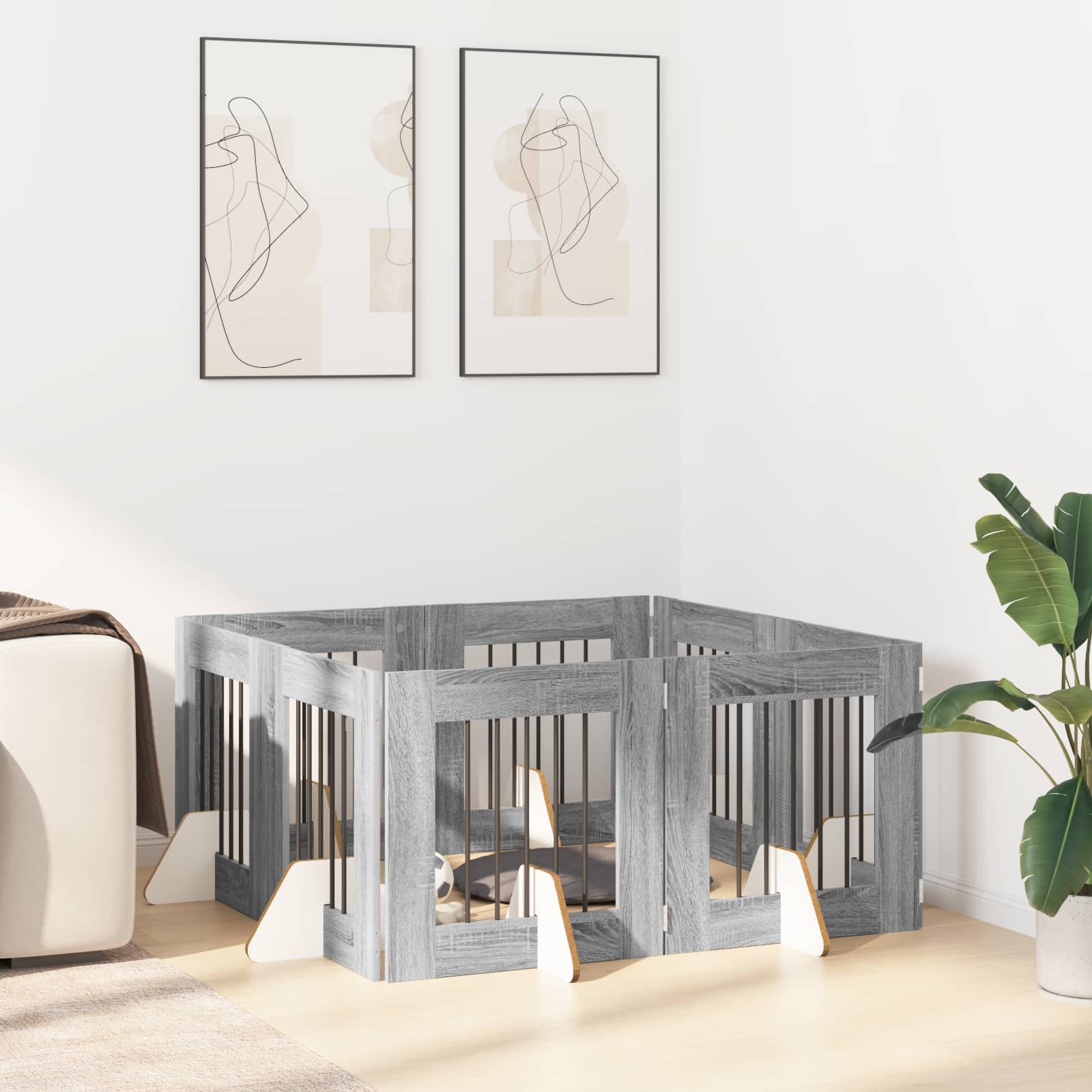 Hondenhekje met standaards 8 pcs Grijs sonoma 60 x 60 cm image 3