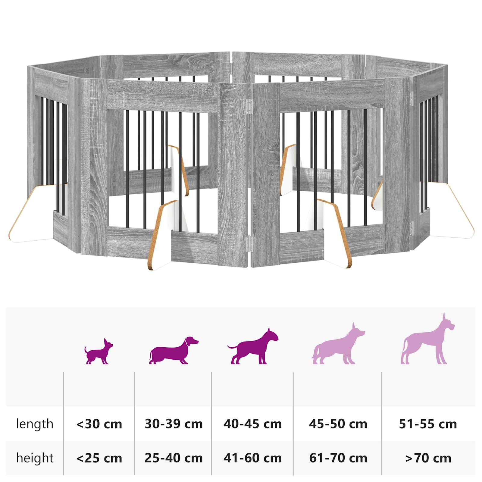 Hondenhekje met standaards 8 pcs Grijs sonoma 60 x 60 cm image 10