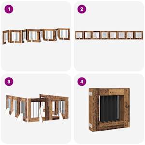Skládací psí brána se stojany 8 pcs Staré dřevo 60 cm - obrázek 6
