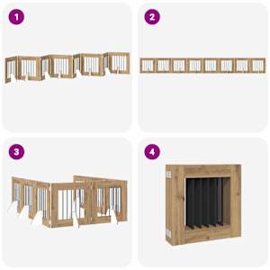 Skládací psí brána se stojany 8 pcs Dub artisan 60 cm - obrázek 6