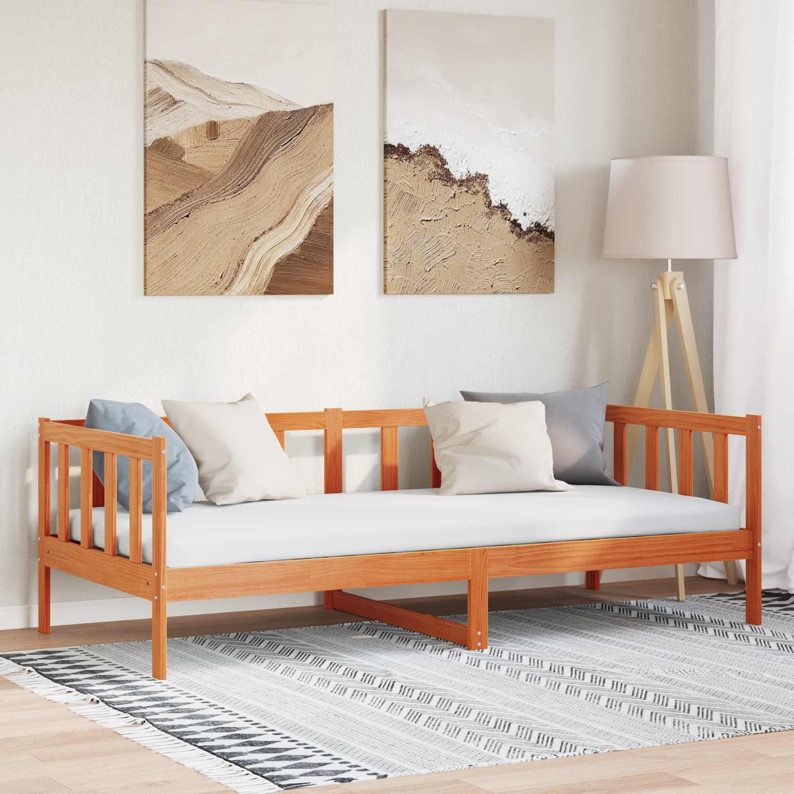 Konstrukcija postelje z vzglavjem Voskast rjav 90 x 190 cm