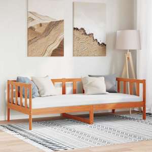 Konstrukcija postelje z vzglavjem Voskast rjav 90 x 190 cm