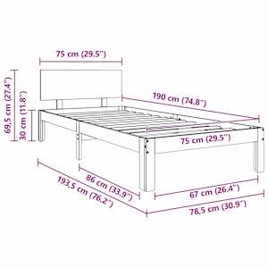 Rám postele Voskově hnědá 70 x 190 cm Masivní borové dřevo - obrázek 8