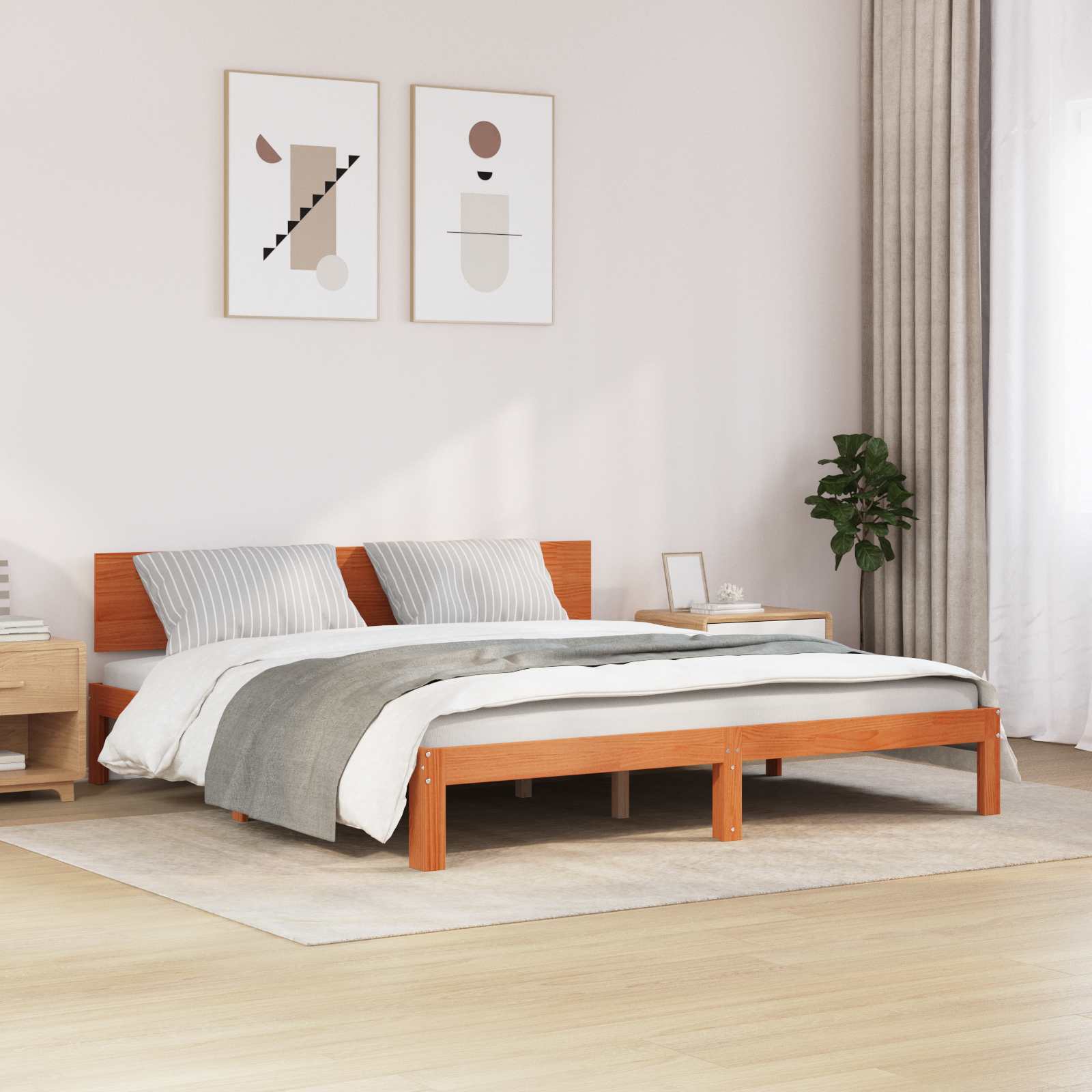 Bedframe Wasbruin 180 x 200 cm Massief grenenhout image 1