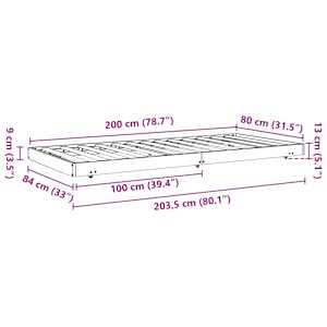 Rám postele Voskově hnědá 80 x 200 cm Masivní borové dřevo - obrázek 8