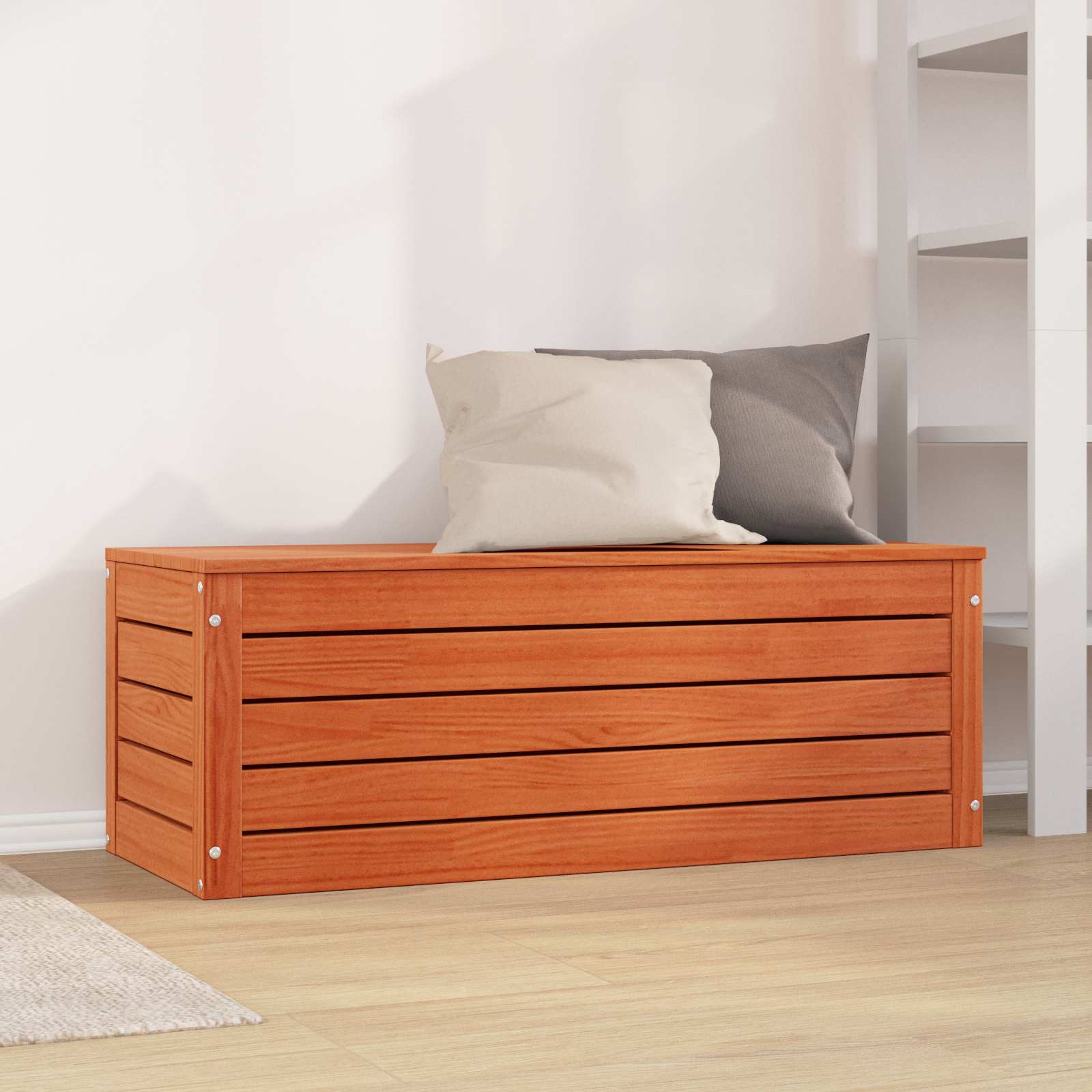 vidaXL Cutie de depozitare cu ușă Maroniu cerat 109 x 36,5 x 33 cm