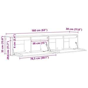 Nástěnná skříňka s policí 2 pcs Voskově hnědá 80 x 30 x 35 cm - obrázek 12
