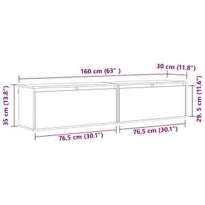 Nástěnná skříňka s policí 2 pcs Voskově hnědá 80 x 30 x 35 cm - obrázek 13