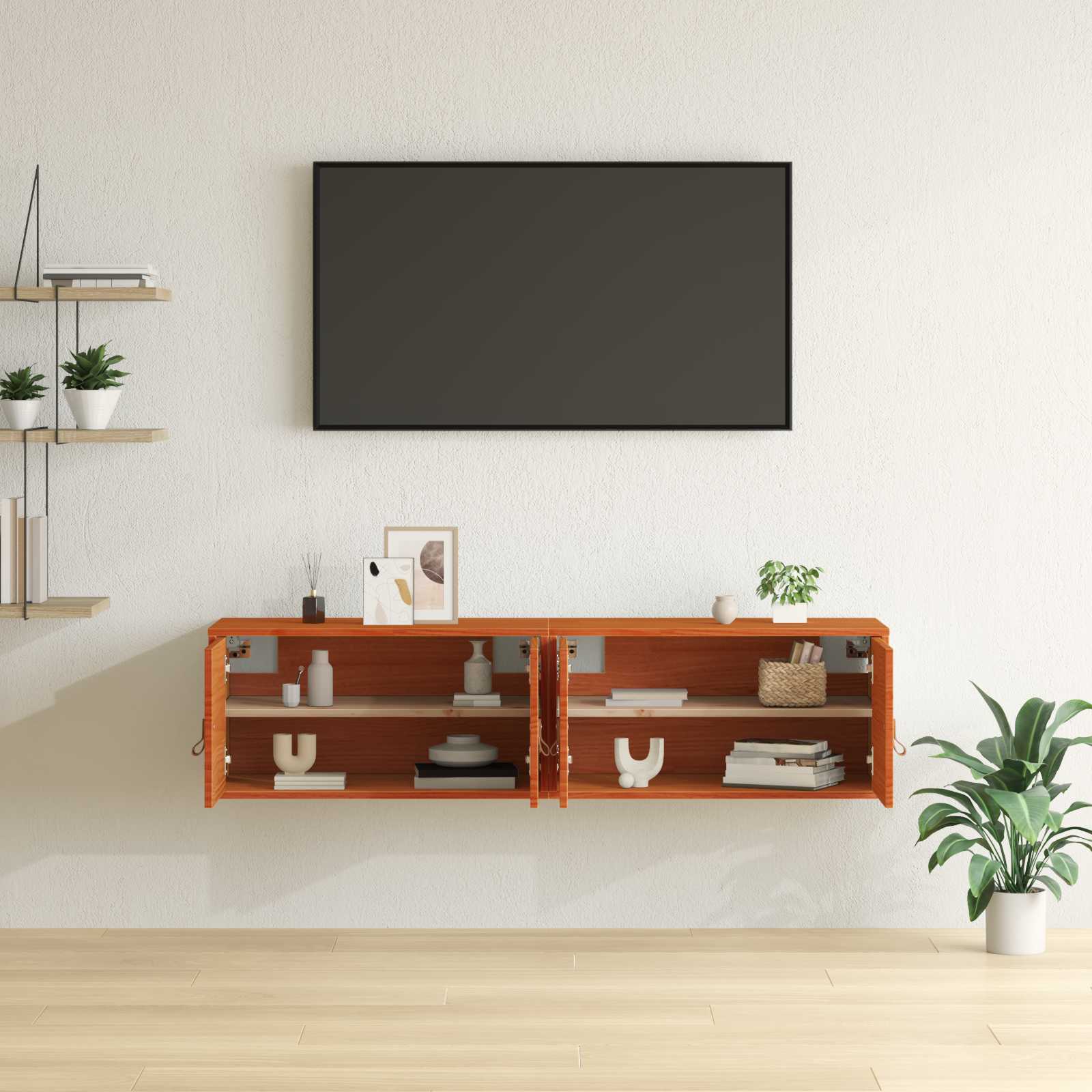 Omarica na steni s polico 2 pcs Voskast rjav 60 x 30 x 30 cm - slika 5