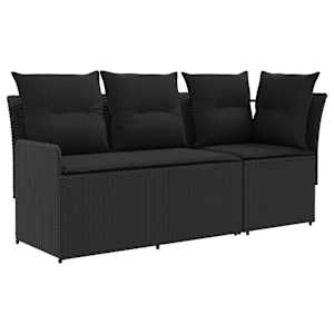 vidaXL 2 tk Aia k&auml;sitoe diivan nurk-sofaga PE rattan Must