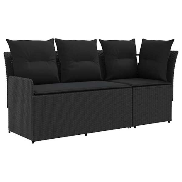 vidaXL 2 tk Aia k&auml;sitoe diivan nurk-sofaga PE rattan Must