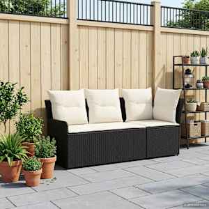 Vrtni naslonjač s kotno sedežno garnituro 2 Kos Črna in krem