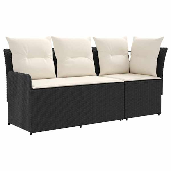 vidaXL 2 tk Aia k&auml;sitoe diivan nurk-sofaga PE rattan Must ja kreem