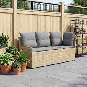 Vrtni naslonjač s kotno sedežno garnituro 2 Kos PE ratan