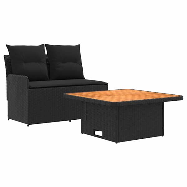 vidaXL Aia k&auml;etugi diivan koos t&otilde;stetava lauaga 2 T&uuml;kk Must PE rattan