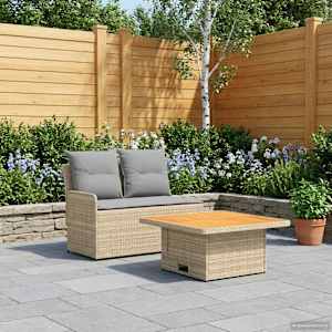 Vrtni naslonjač z dvigovalno mizo 2 Kos Bež in svetlo siva