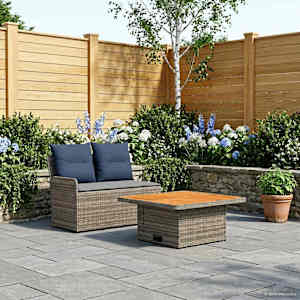 Vrtni naslonjač z dvigovalno mizo 2 Kos Siva in mornarsko modra