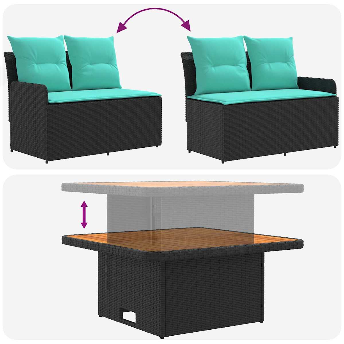 Havearmstøtte sofa med løftbart bord 2 Stk - Billede 11