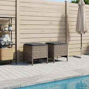 Vrtnarski puf 2 Kos Siva in temno siva 38 x 38 x 45 cm PE ratan