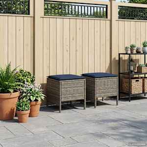 Vrtnarski puf 2 Kos Siva in mornarsko modra 38 x 38 x 45 cm