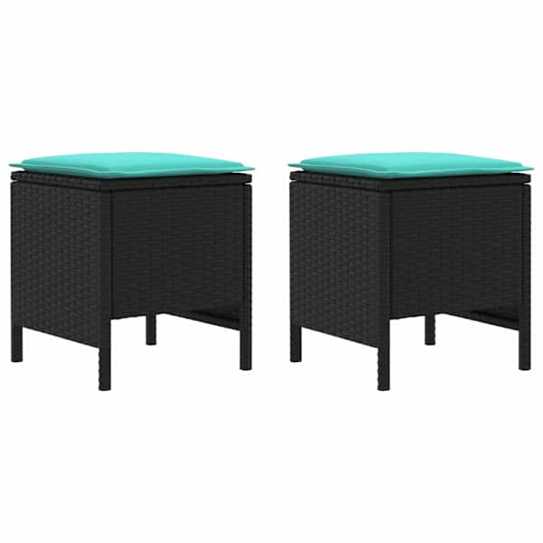 vidaXL 2 tk Aia jalatoed PE rattan Must ja t&uuml;rkiissinine