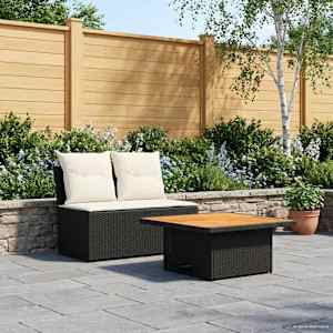 2 Kos Vrtna srednja sofa z dvigalno mizo poli ratan