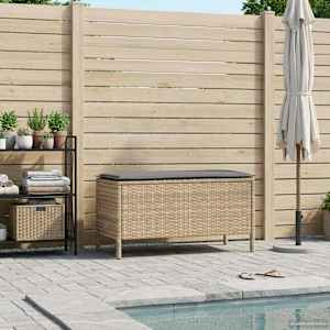 Vrtnarski puf Bež in svetlo siva 80 x 38 x 42 cm PE ratan