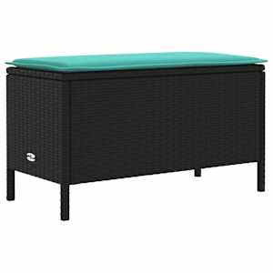 vidaXL Aia jalatoed Must ja t&uuml;rkiissinine 80 x 38 x 42 cm PE rattan